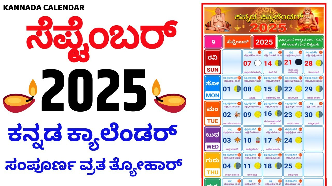 Kannada Calendar 2025 September | 2025 Kannada Calendar | September 2025 Kannada Calendar for September 2025 Calendar in Kannada