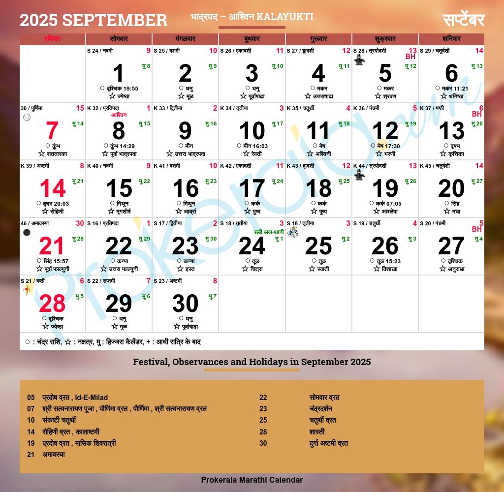 Marathi Calendar 2025 | Maharashtra Festivals | Maharashtra regarding September 2025 Calendar Marathi