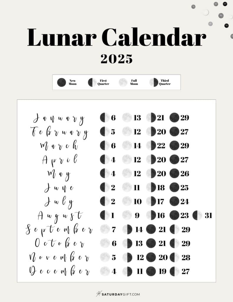 Moon Phase Calendar - 12 Cute &amp;amp; Free Printable 2025 Lunar Calendars throughout Full Moon Schedule September 2025 Calendar