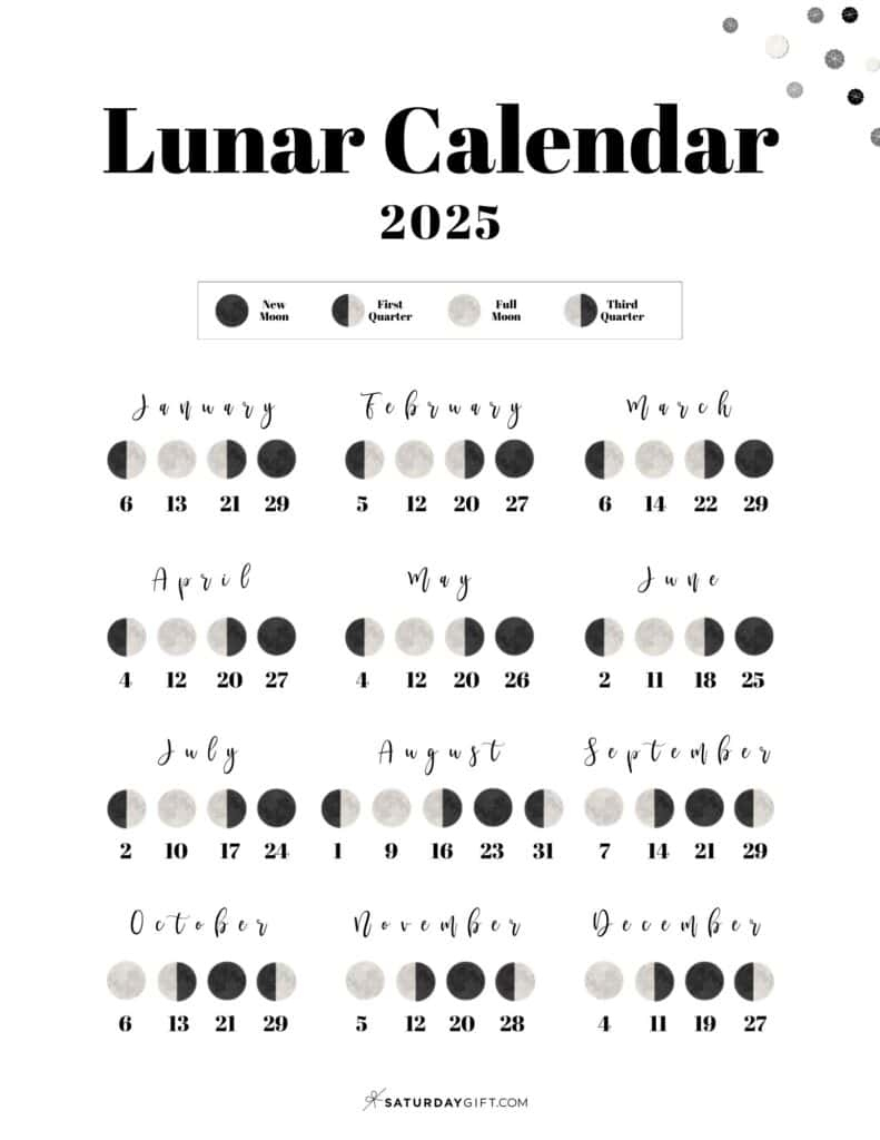 Moon Phase Calendar - 12 Cute &amp;amp; Free Printable 2025 Lunar Calendars with regard to Lunar Calendar September 2025