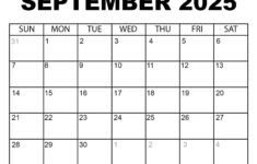 Printable September 2025 Calendar intended for September 2025 Calendar Fall
