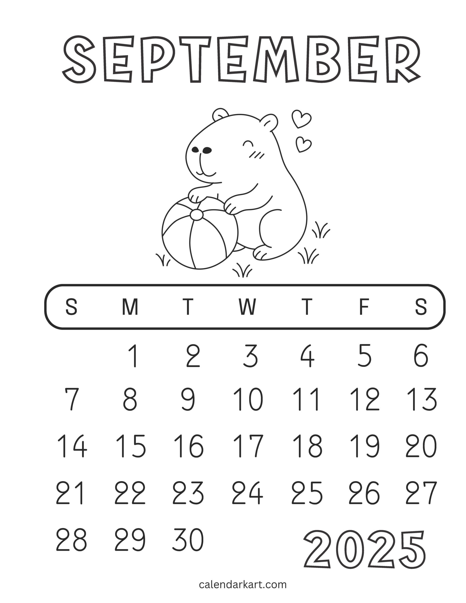 Printable September 2025 Calendar With Holidays | Calendarkart with regard to September 2025 Calendar Coloring