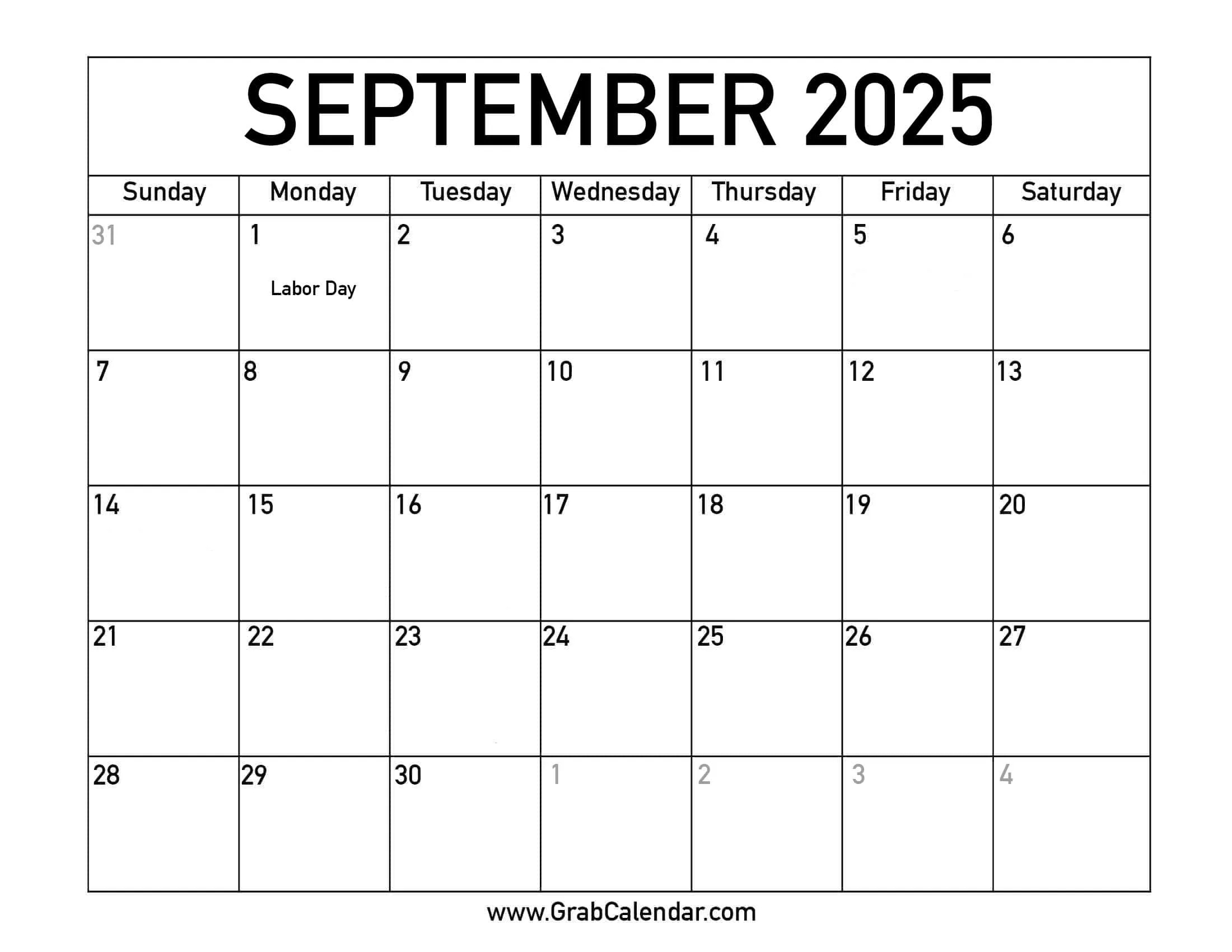 Printable September 2025 Calendar with September 2025 Calendar with Events
