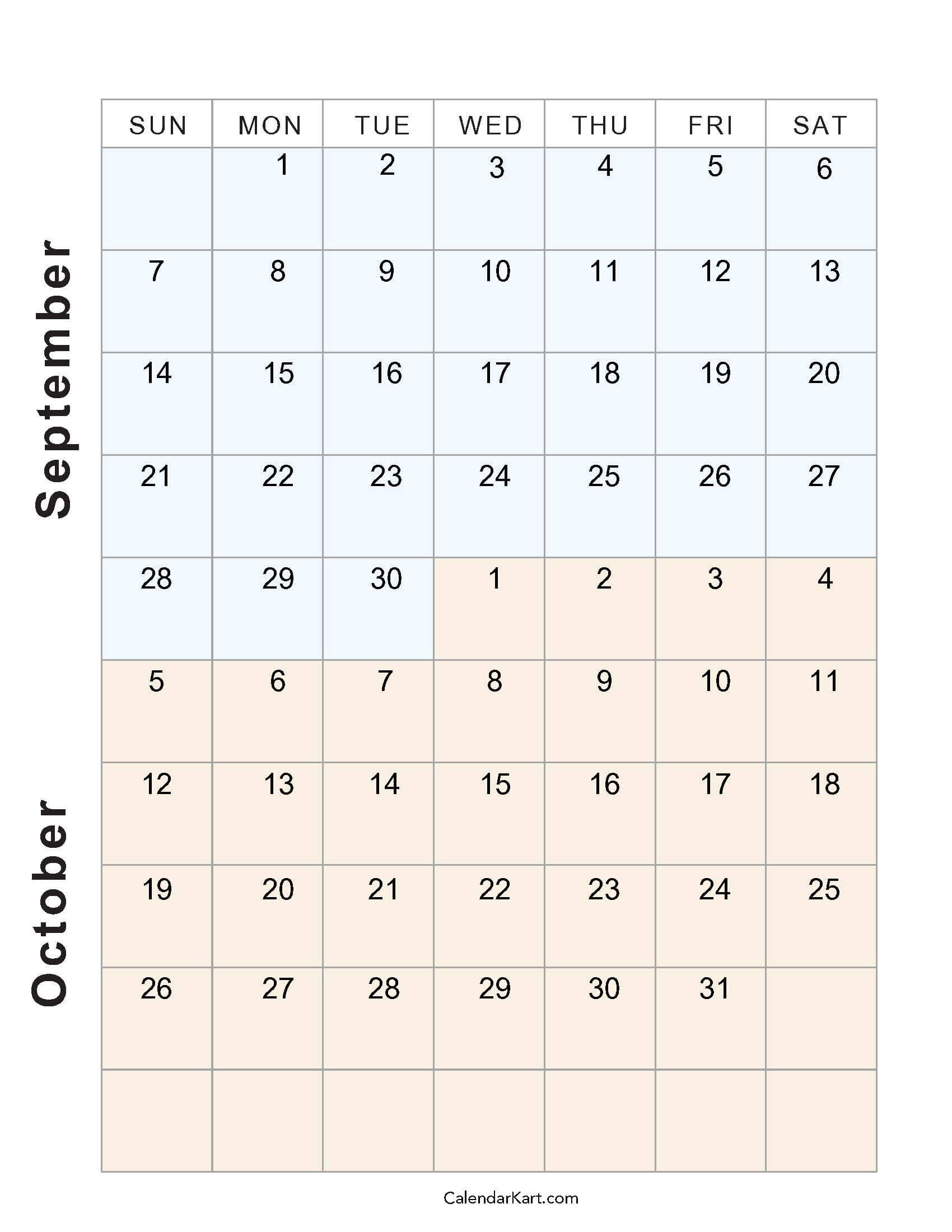 Printable September October 2025 Calendar | Calendarkart pertaining to September October Calendar 2025