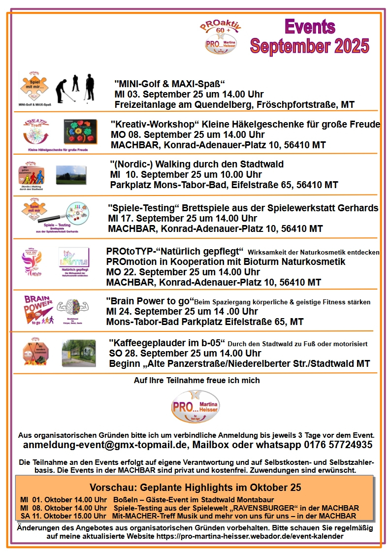 Proaktiv60+ Eventprogramm September 2025 - Montabaur Live within September Events 2025