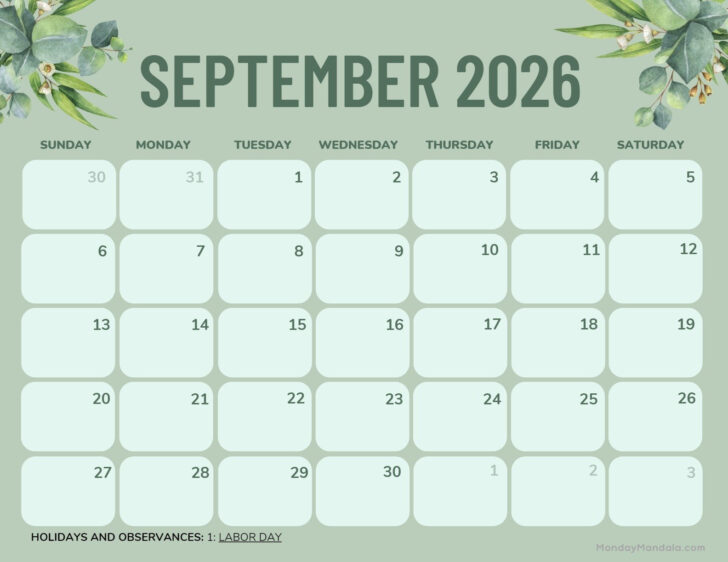 September 2025 Calendar Monday Mandala