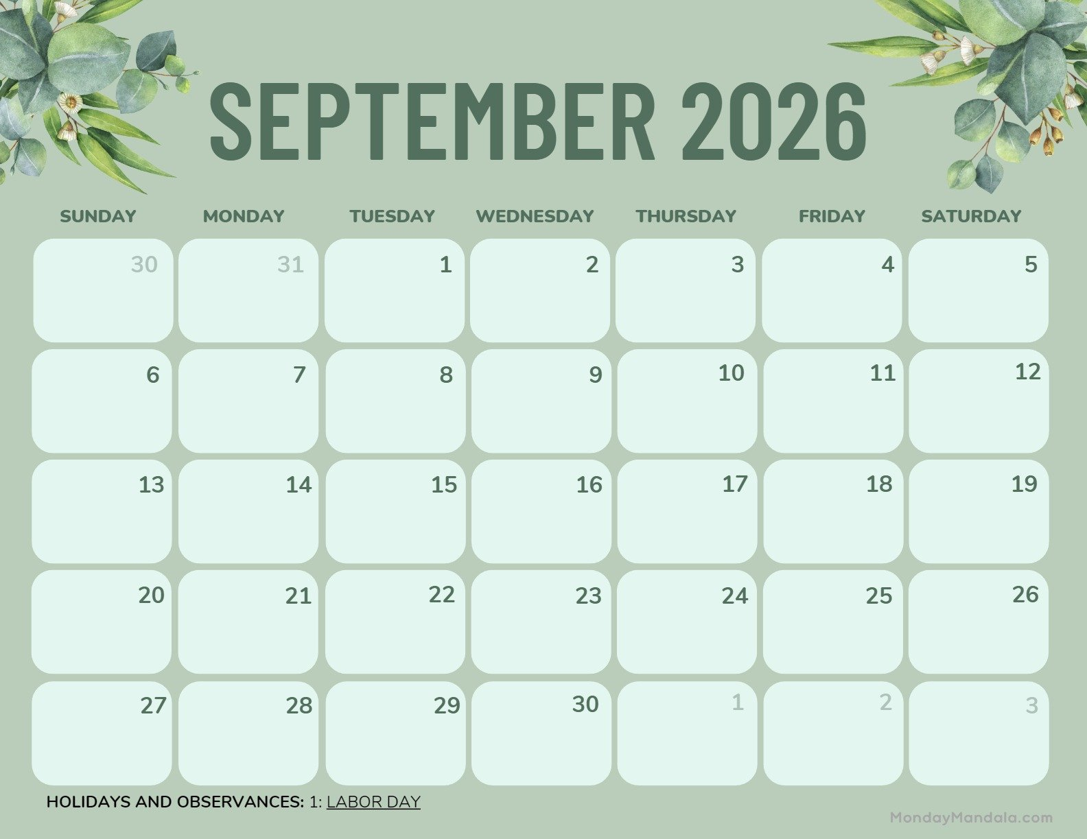 September 2025 Calendar (52 Free Pdf Printables) intended for September 2025 Calendar Monday Mandala