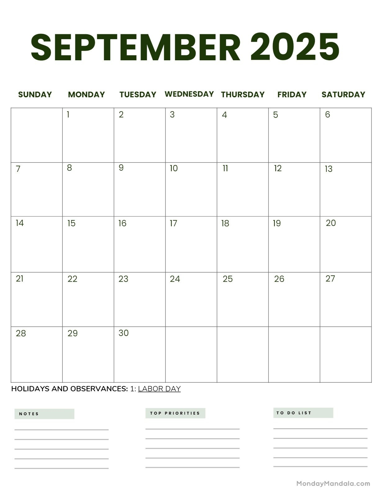 September 2025 Calendar (52 Free Pdf Printables) pertaining to September 2025 Calendar Monday Mandala