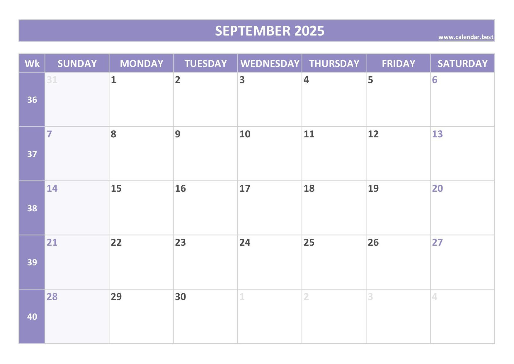 September 2025 Calendar -Calendar.best regarding September 2025 Us Calendar