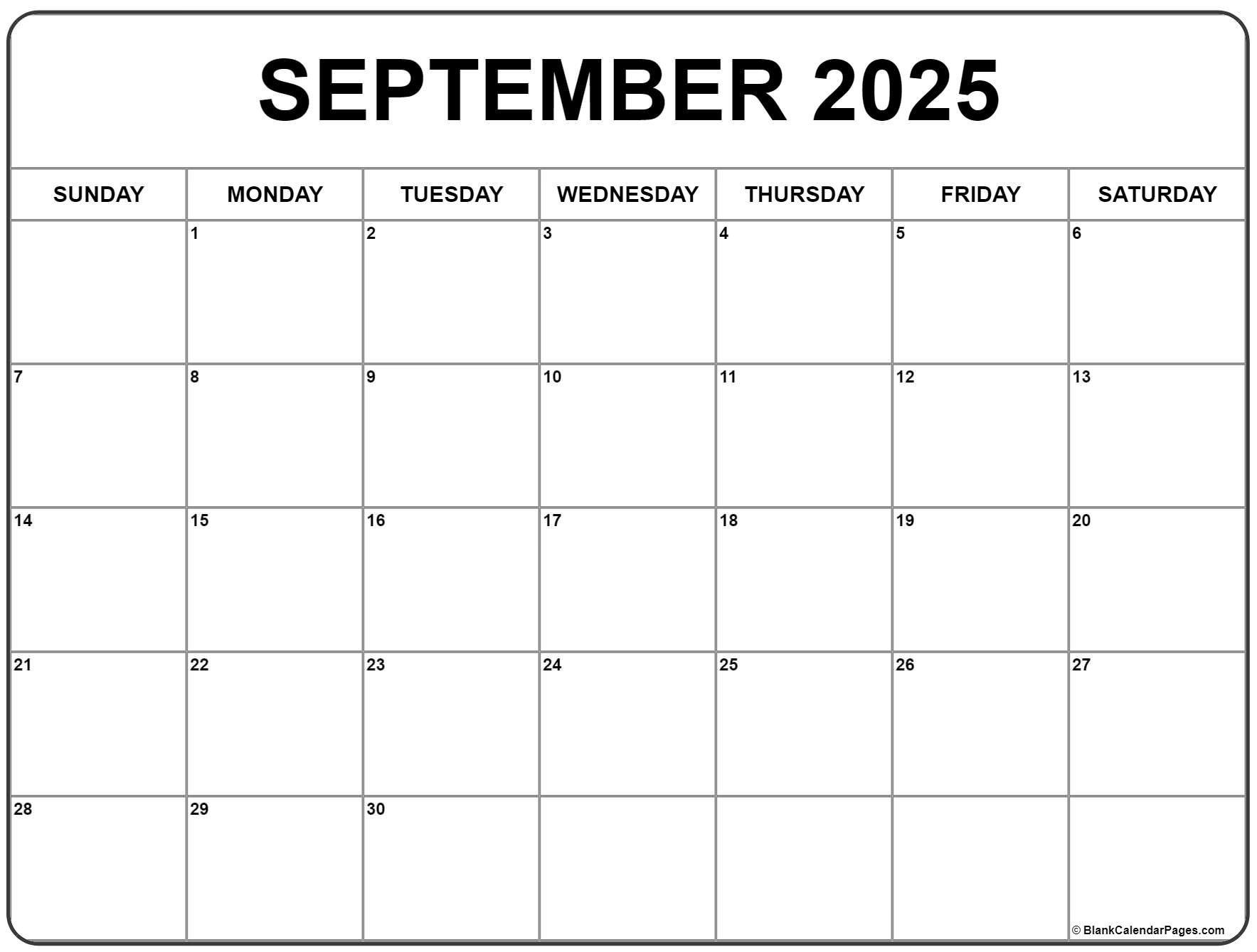 September 2025 Calendar | Free Printable Calendars regarding Printable September 2025 Calendar with Holidays