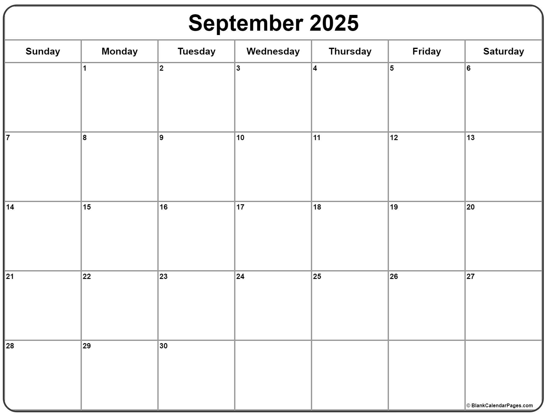 September 2025 Calendar | Free Printable Calendars regarding September 2025 Calendar Options