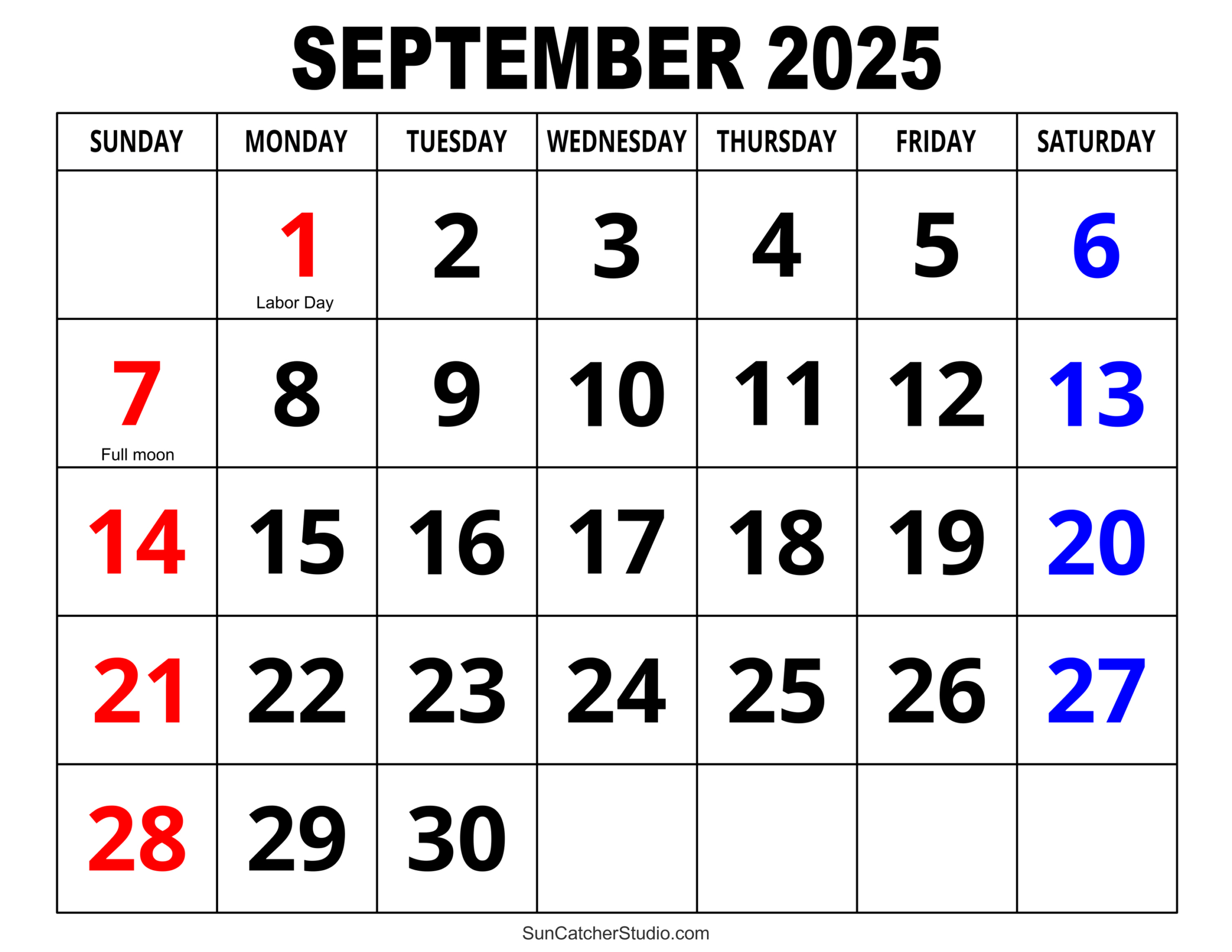 September 2025 Calendar (Free Printable) – Free Printables in September 2025 Calendar Dates