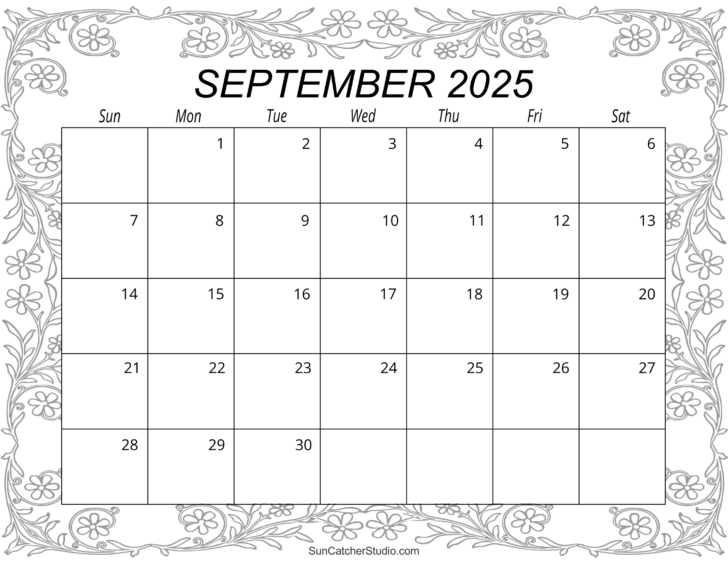 September Calendars 2025 Printable Free