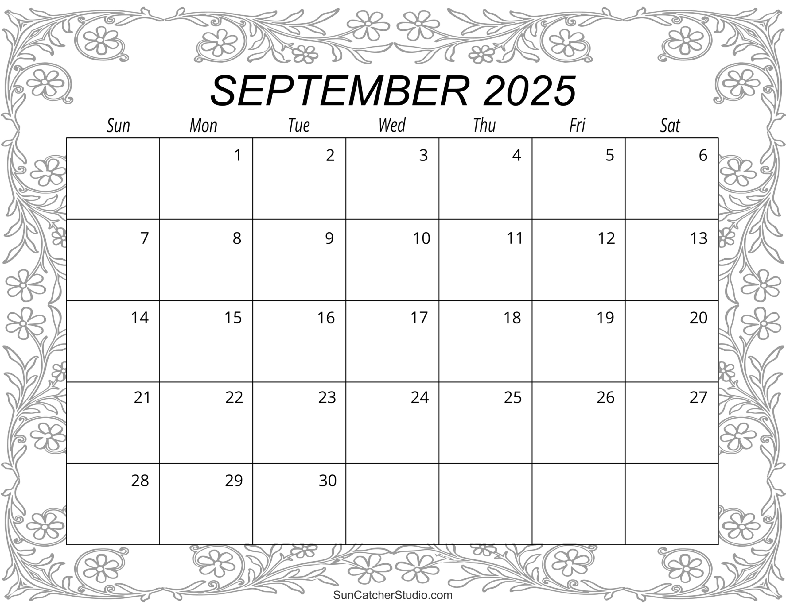 September 2025 Calendar (Free Printable) – Free Printables pertaining to September 2025 Calendar Coloring Page