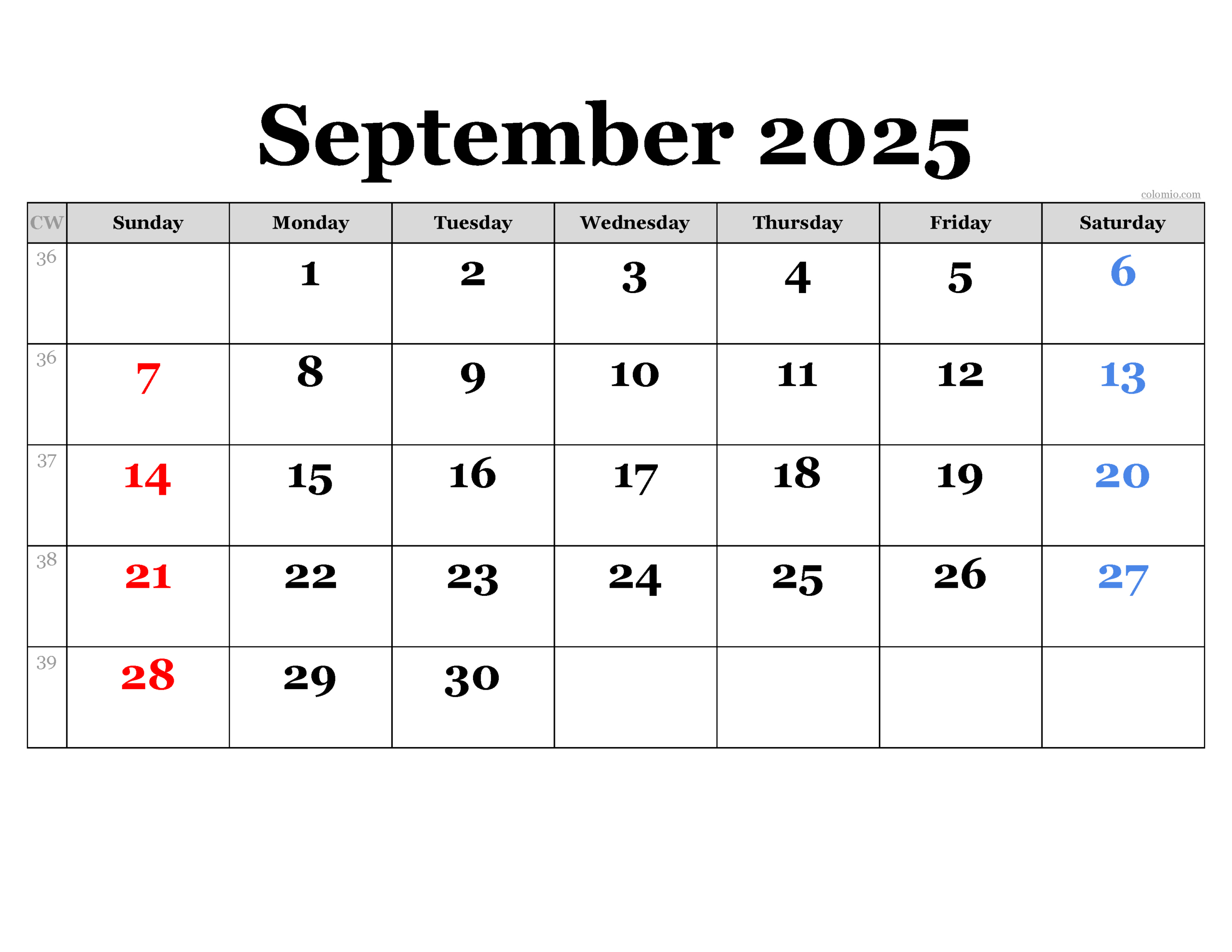 September 2025 Calendar | Free Printable Pdf, Xls And Png in Weekly Calendar September 2025