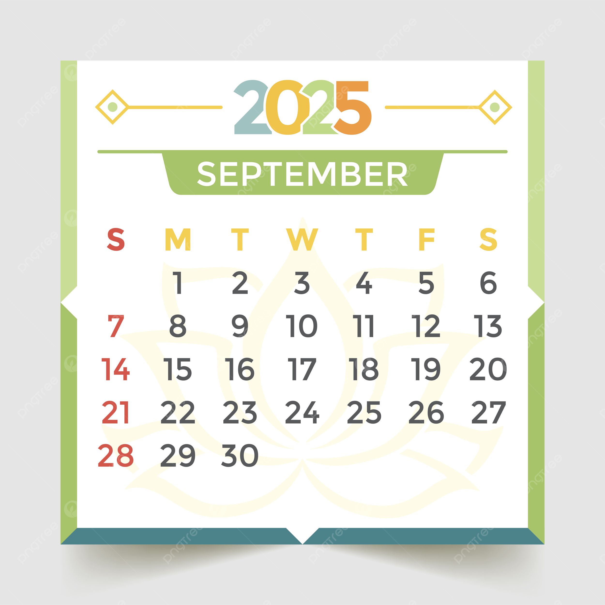 September 2025 Calendar Green Vector Template Download On Pngtree regarding September 2025 Calendar Green