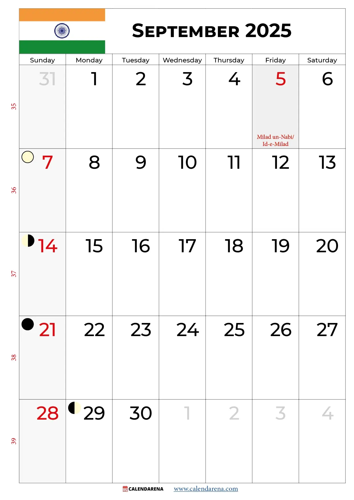 September 2025 Calendar India in Hindu Calendar September 2025