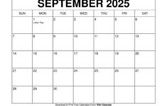 September 2025 Calendar – Printable Templates & More inside September 2025 Calendar Graphic