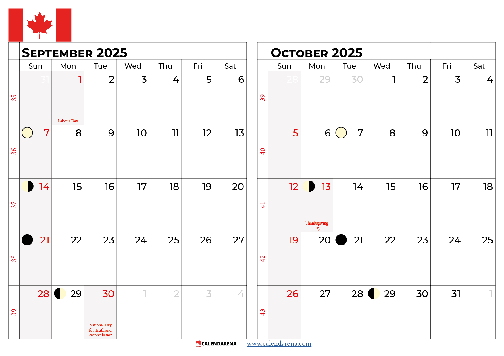 September 2025 Calendar With Holidays Canada for September 2025 Calendar Canada