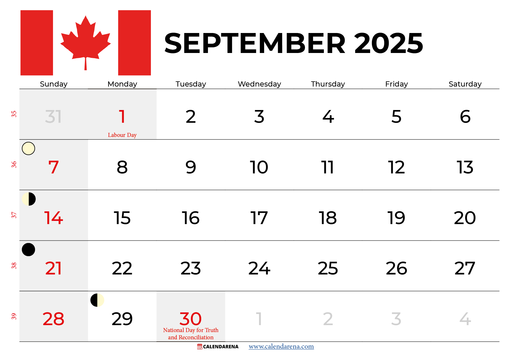 September 2025 Calendar With Holidays Canada throughout September 2025 Calendar Canada