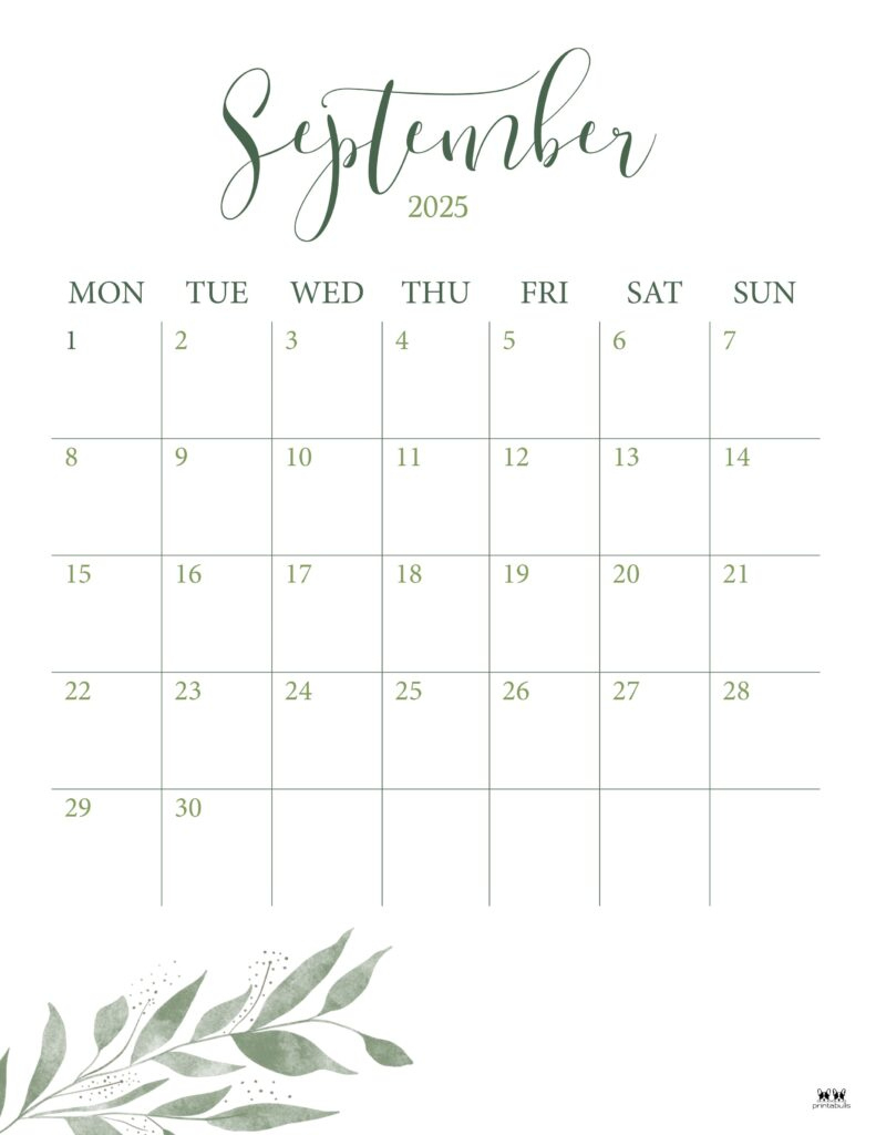 September 2025 Calendars - 107 Free Printables | Printabulls pertaining to September 2025 Calendar Printabulls