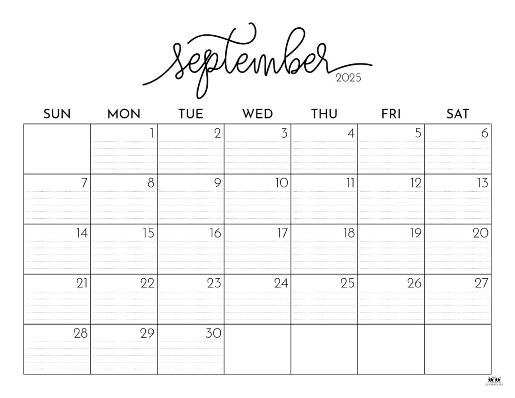 September 2025 Calendars - 107 Free Printables | Printabulls pertaining to September Calendar 2025 Free Printable