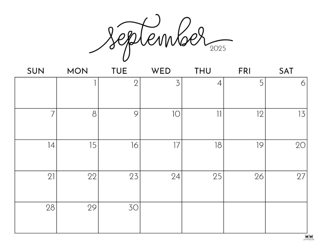 September 2025 Calendars - 107 Free Printables | Printabulls regarding September 2025 Printable Calender