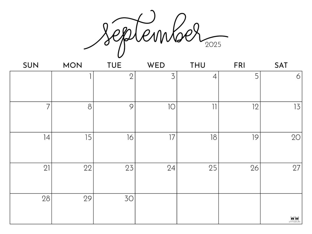 September 2025 Calendars - 107 Free Printables | Printabulls with regard to September 2025 Calendar Mini