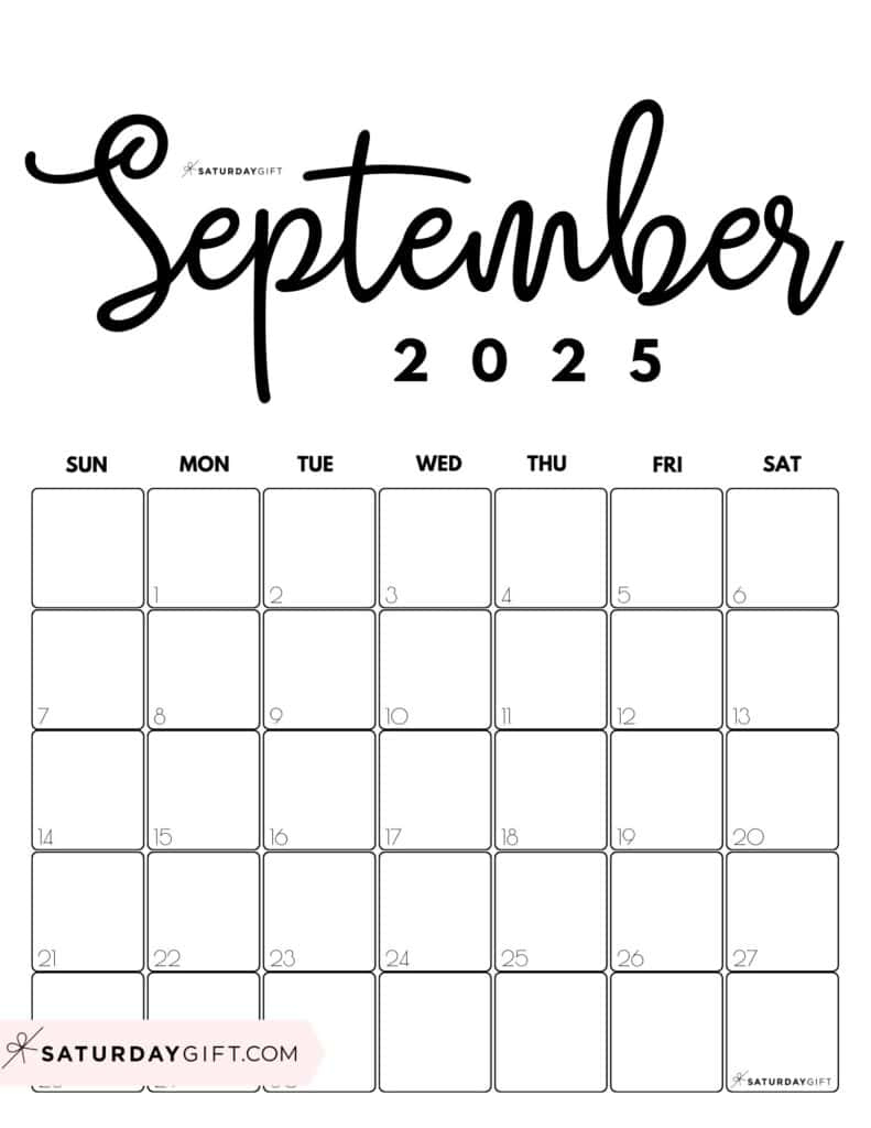 September 2025 Calendars - 23 Cute Free Printable Pdfs | Saturdaygift inside Printable September Calender