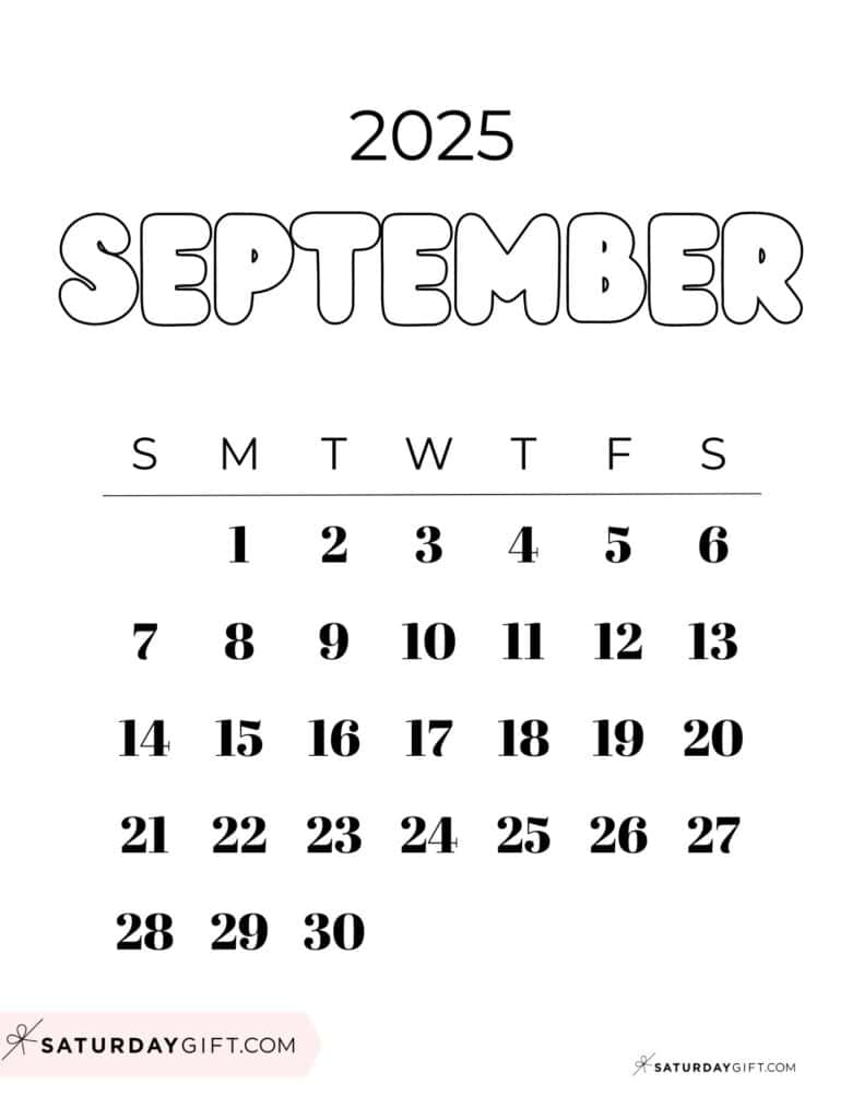 September 2025 Calendars - 23 Cute Free Printable Pdfs | Saturdaygift throughout September 2025 Calendar Cute
