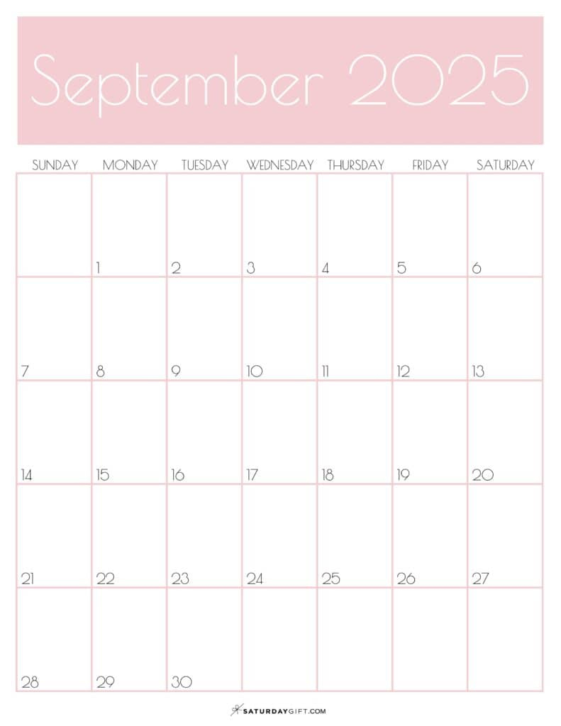 September 2025 Calendars - 23 Cute Free Printable Pdfs | Saturdaygift with regard to September Calendar 2025 Page Printable