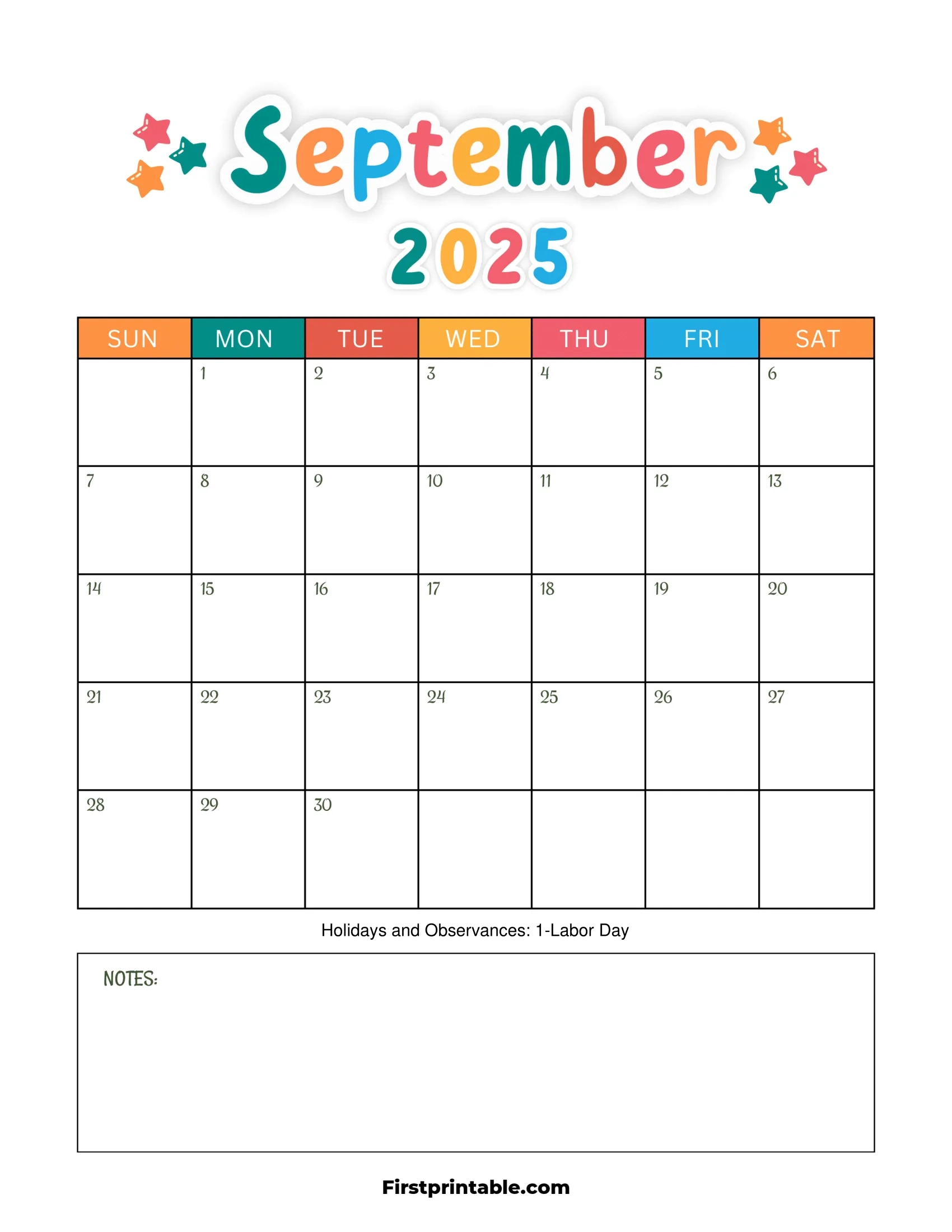 September 2025 Calendars - Free Printable &amp;amp; Fillable in September 2025 Calendar Options