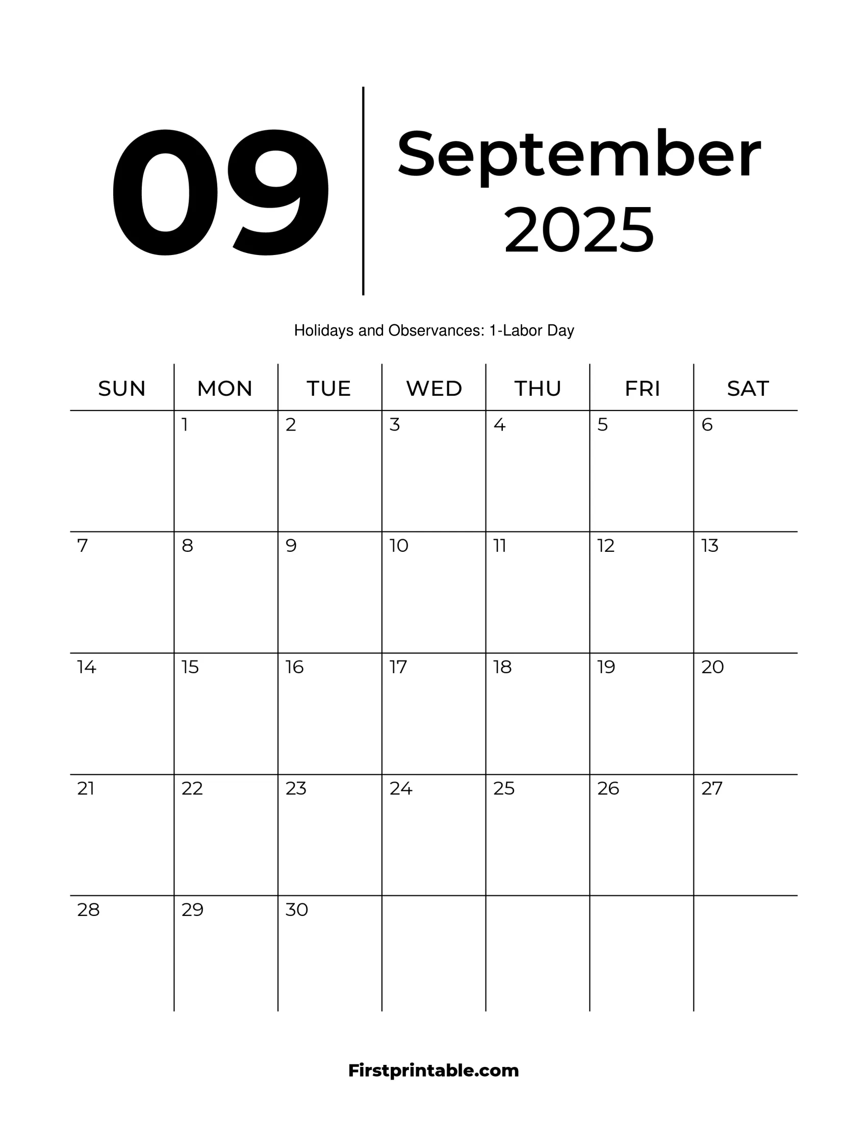 September 2025 Calendars - Free Printable &amp;amp; Fillable throughout September 2025 Calendar Blank Printable