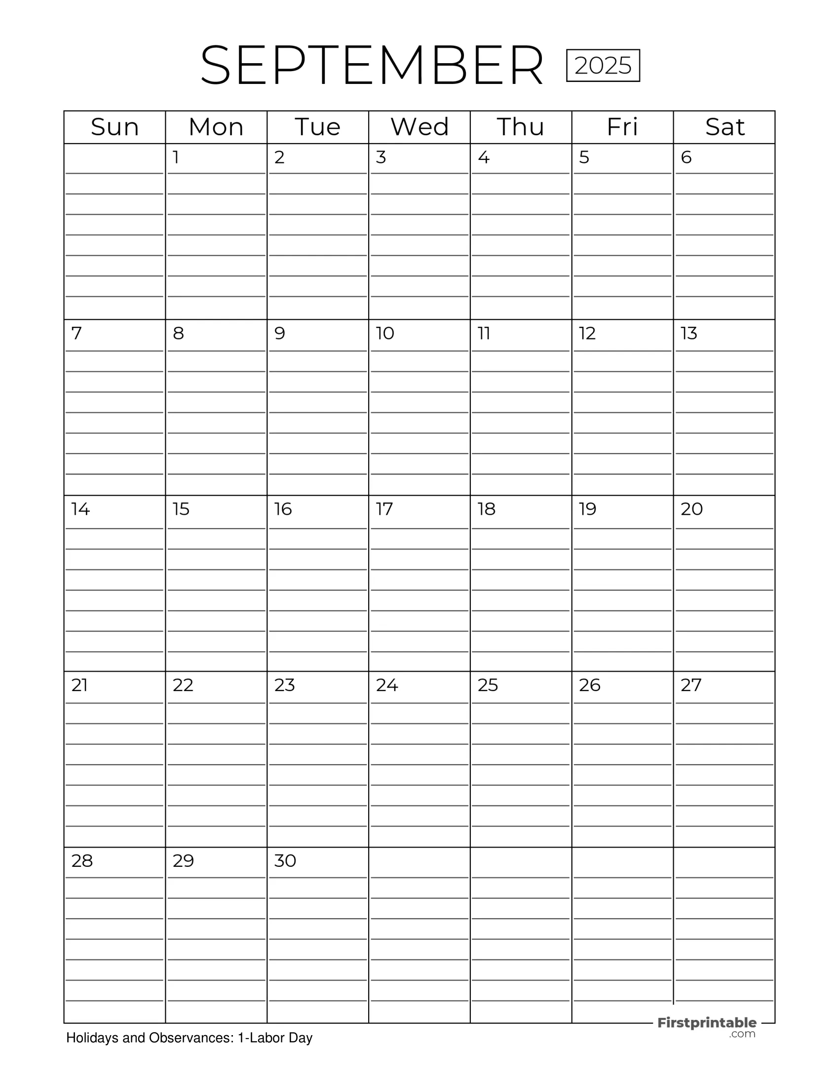 September 2025 Calendars - Free Printable &amp;amp; Fillable with regard to September 2025 Calendar Editable