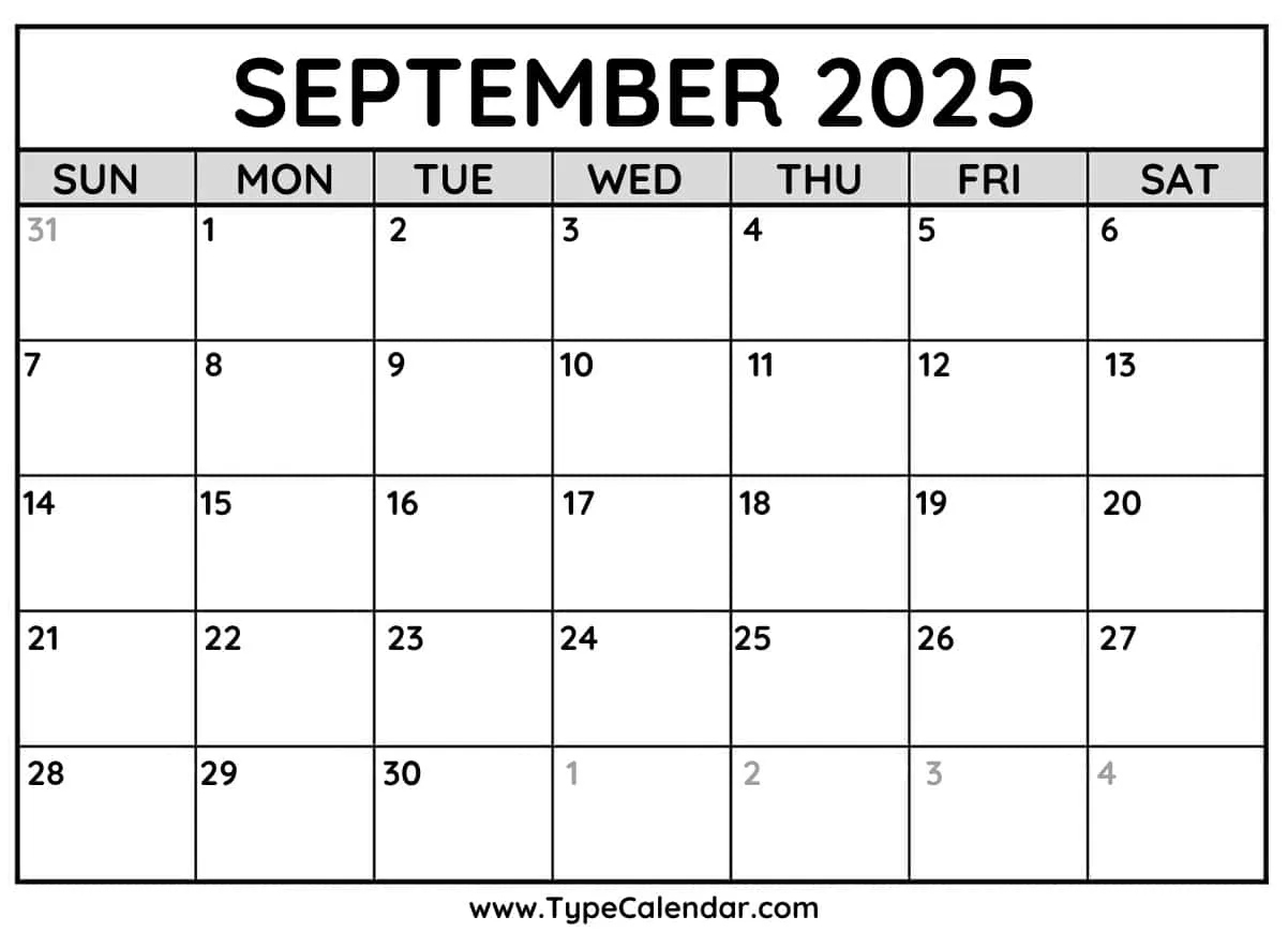 September 2025 Calendars - Free Printable Templates within September 2025 Calendar Printable Waterproof