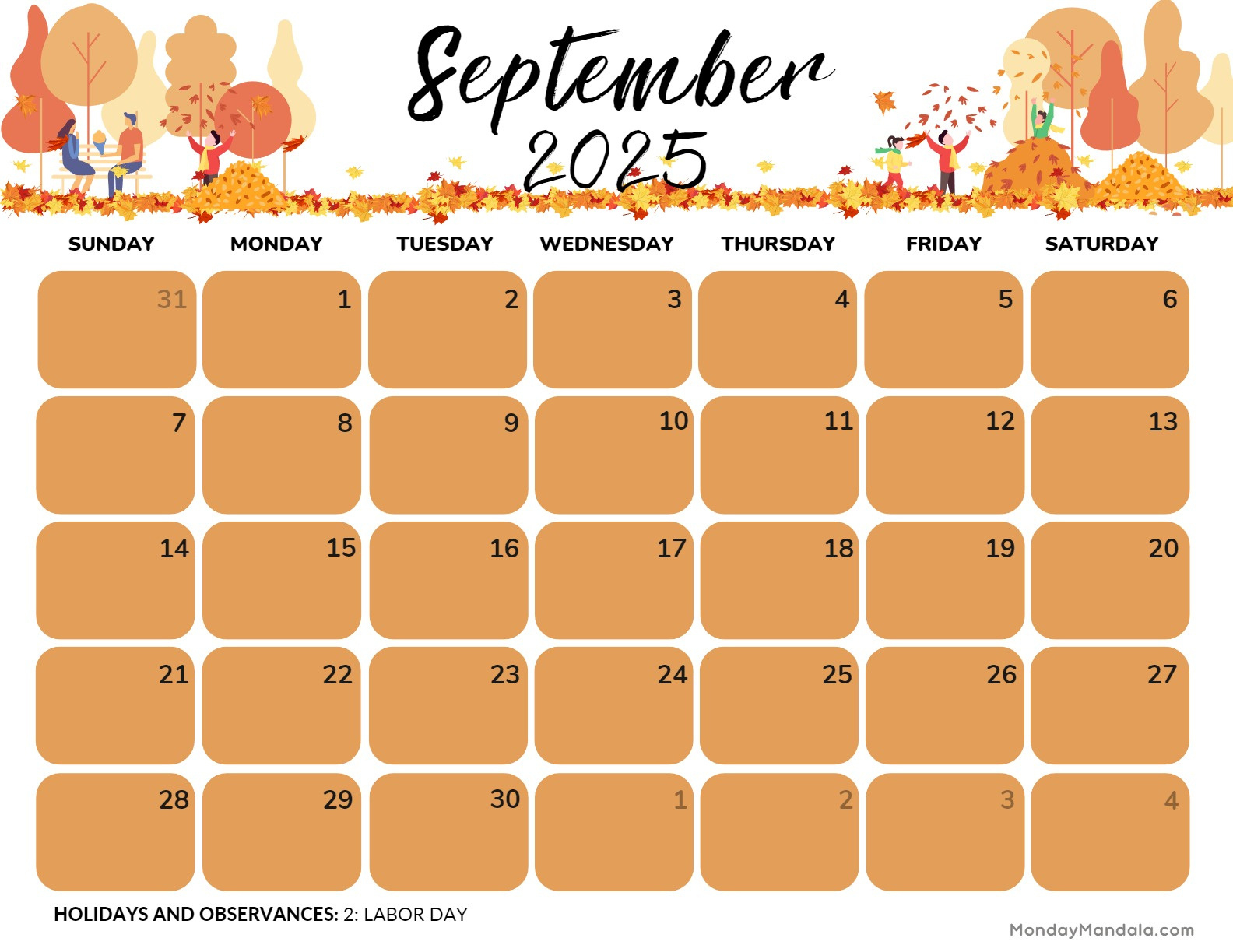 September 2025 Printable Calendar - Printable Party Favors within September 2025 Calendar With Events