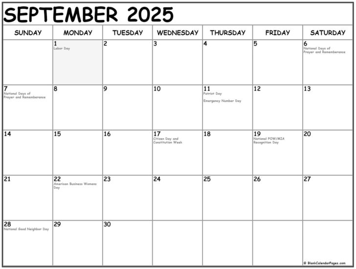 September National Day Calendar 2025