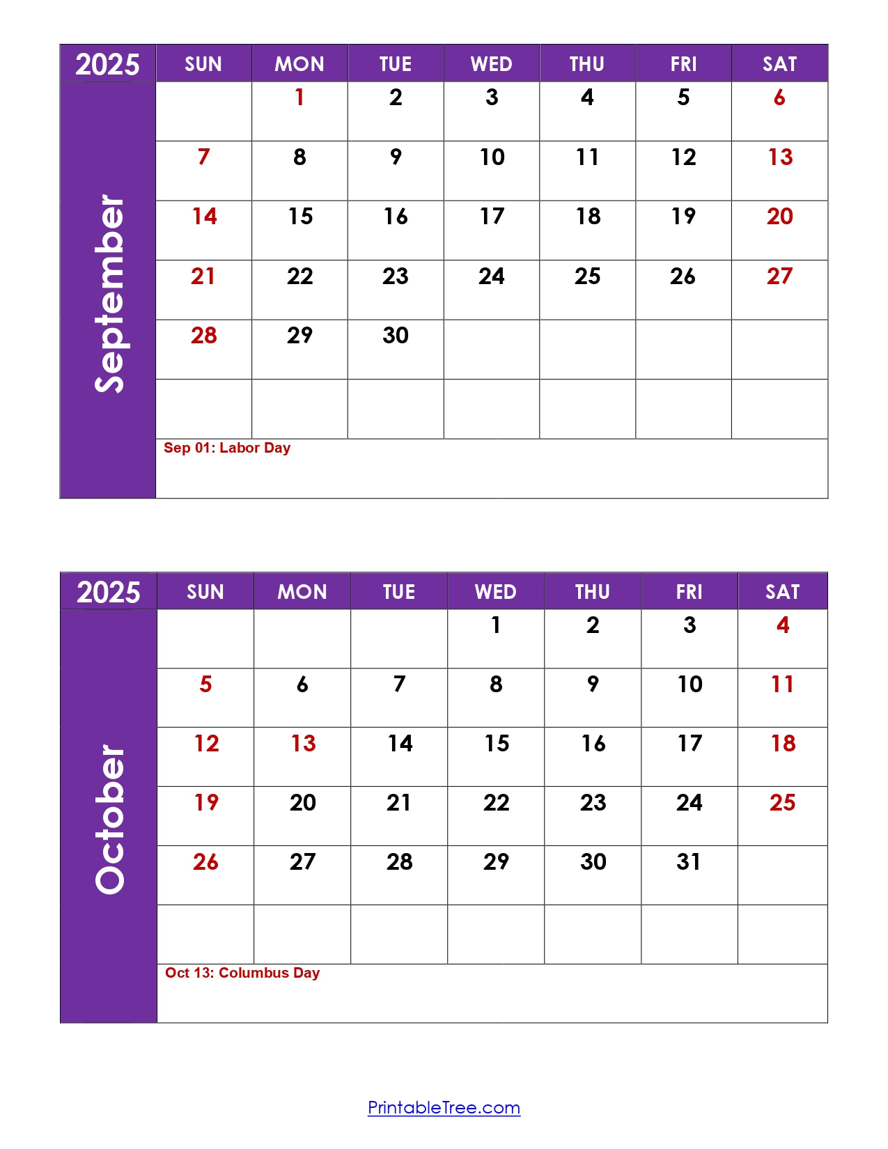 September And October 2025 Calendar Printable Pdf | Two Months regarding September And October 2025 Calendar Printable