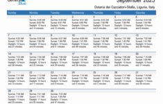 Sunrise And Sunset Times In Osteria Dei Cacciatori-Stella, Liguria inside September 2025 Calendar Dei